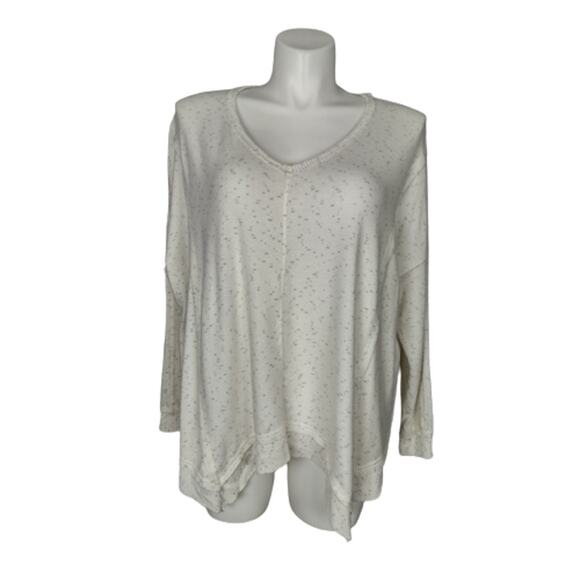 Knox Rose Sz XXL Oversized Pullover Cream V-neck Asymmetrical Raw Hem Sweater - Picture 1 of 13